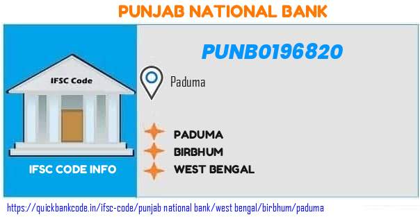 Punjab National Bank Paduma PUNB0196820 IFSC Code