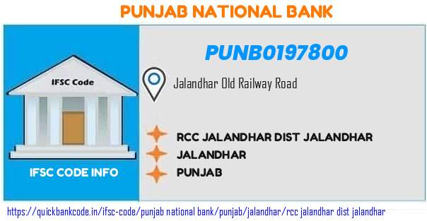 Punjab National Bank Rcc Jalandhar Dist Jalandhar PUNB0197800 IFSC Code