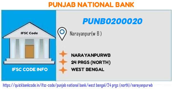 Punjab National Bank Narayanpurwb PUNB0200020 IFSC Code