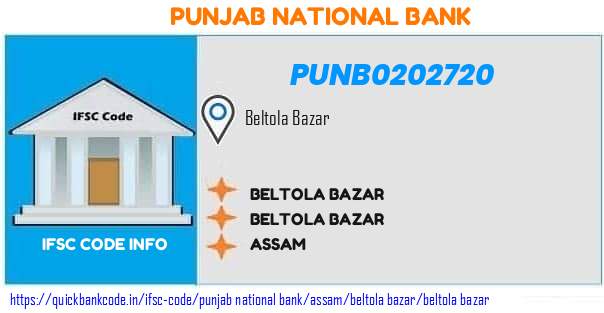 Punjab National Bank Beltola Bazar PUNB0202720 IFSC Code