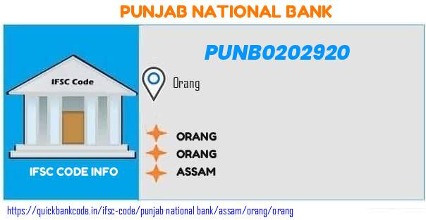 Punjab National Bank Orang PUNB0202920 IFSC Code