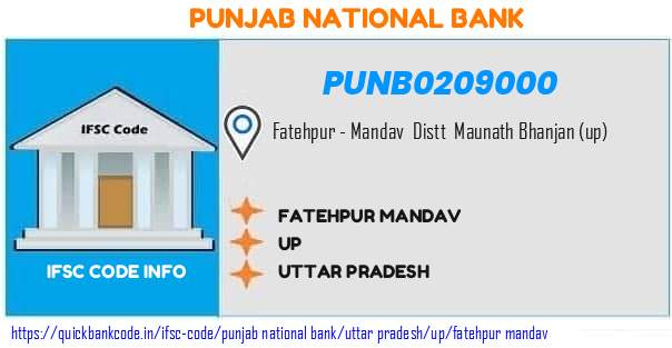 Punjab National Bank Fatehpur Mandav PUNB0209000 IFSC Code