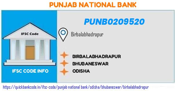 Punjab National Bank Birbalabhadrapur PUNB0209520 IFSC Code