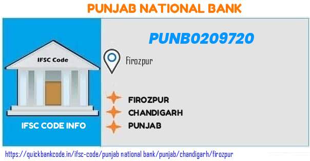 Punjab National Bank Firozpur PUNB0209720 IFSC Code