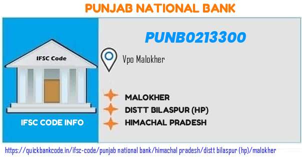 Punjab National Bank Malokher PUNB0213300 IFSC Code