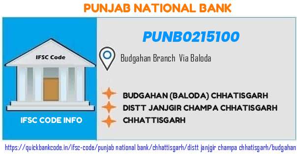 Punjab National Bank Budgahan baloda Chhatisgarh PUNB0215100 IFSC Code