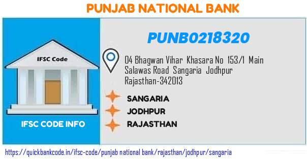 Punjab National Bank Sangaria PUNB0218320 IFSC Code