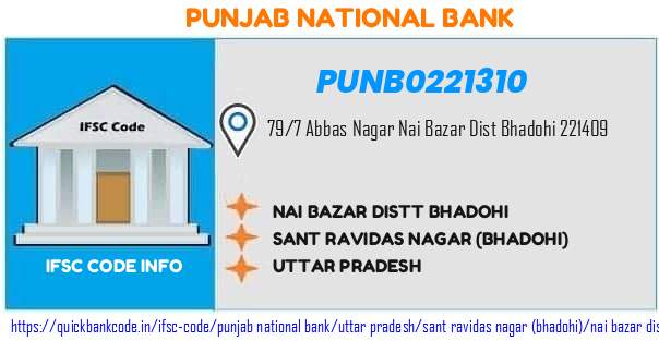 Punjab National Bank Nai Bazar Distt Bhadohi PUNB0221310 IFSC Code