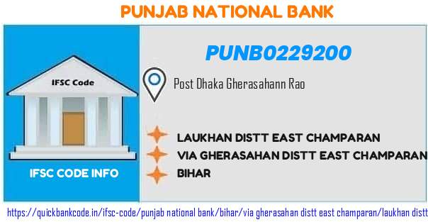 Punjab National Bank Laukhan Distt East Champaran PUNB0229200 IFSC Code