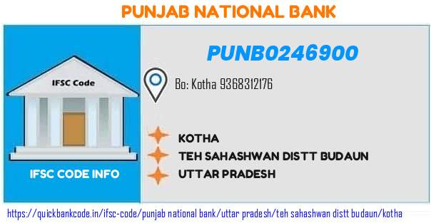 Punjab National Bank Kotha PUNB0246900 IFSC Code