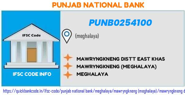 Punjab National Bank Mawryngkneng Distt East Khas PUNB0254100 IFSC Code