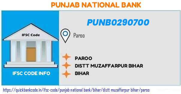 Punjab National Bank Paroo PUNB0290700 IFSC Code