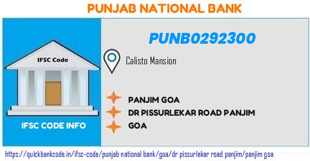 Punjab National Bank Panjim Goa PUNB0292300 IFSC Code