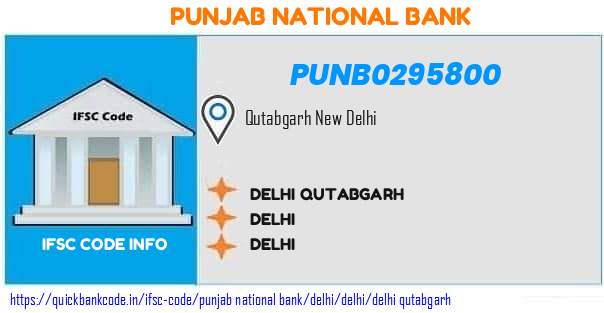 Punjab National Bank Delhi Qutabgarh PUNB0295800 IFSC Code