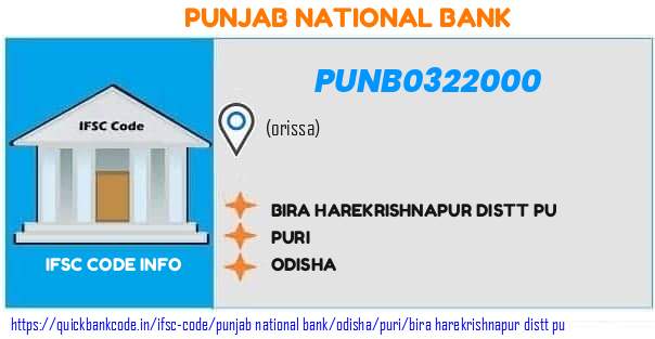 Punjab National Bank Bira Harekrishnapur Distt Pu PUNB0322000 IFSC Code