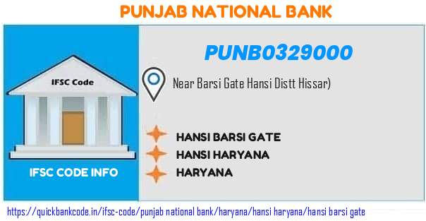 Punjab National Bank Hansi Barsi Gate PUNB0329000 IFSC Code