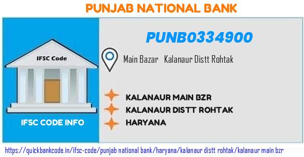 Punjab National Bank Kalanaur Main Bzr PUNB0334900 IFSC Code