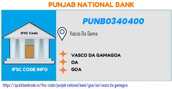 Punjab National Bank Vasco Da Gamagoa PUNB0340400 IFSC Code