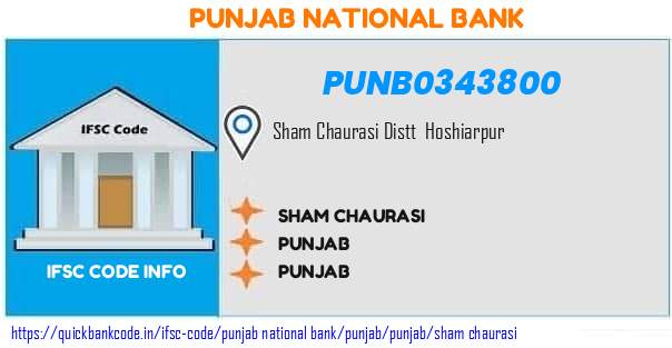 Punjab National Bank Sham Chaurasi PUNB0343800 IFSC Code