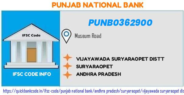 Punjab National Bank Vijayawada Suryaraopet Distt  PUNB0362900 IFSC Code