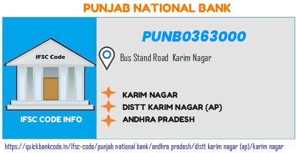 Punjab National Bank Karim Nagar PUNB0363000 IFSC Code