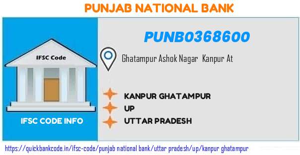 Punjab National Bank Kanpur Ghatampur PUNB0368600 IFSC Code