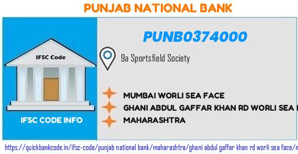 Punjab National Bank Mumbai Worli Sea Face PUNB0374000 IFSC Code