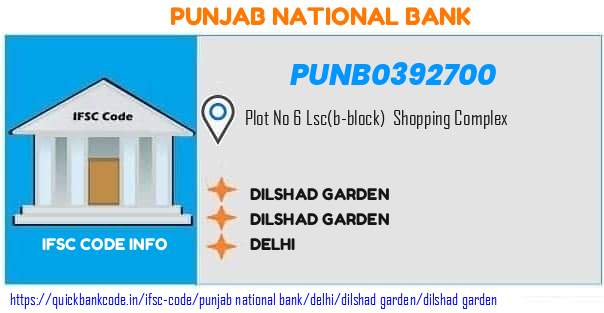 Punjab National Bank Dilshad Garden PUNB0392700 IFSC Code