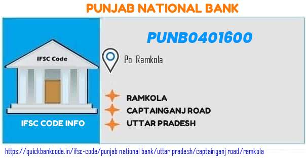 PUNB0401600 Punjab National Bank. RAMKOLA