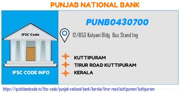 Punjab National Bank Kuttipuram PUNB0430700 IFSC Code