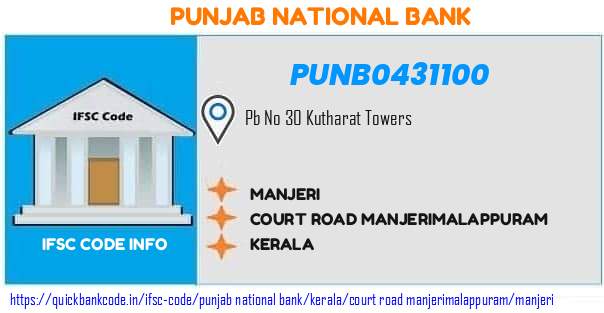 Punjab National Bank Manjeri PUNB0431100 IFSC Code