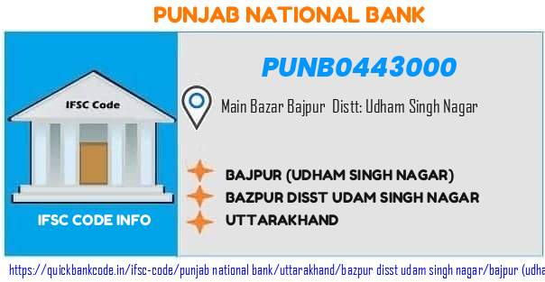 Punjab National Bank Bajpur udham Singh Nagar PUNB0443000 IFSC Code