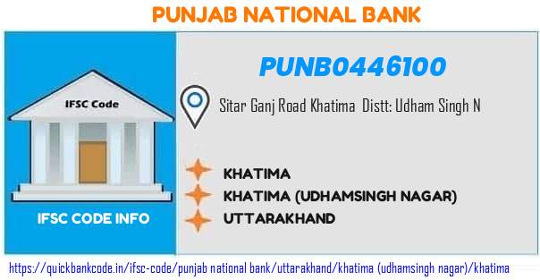 Punjab National Bank Khatima PUNB0446100 IFSC Code