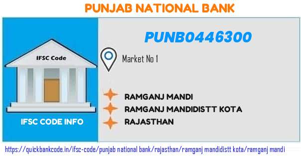 Punjab National Bank Ramganj Mandi PUNB0446300 IFSC Code