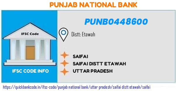 Punjab National Bank Saifai PUNB0448600 IFSC Code