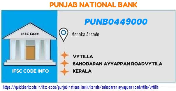 Punjab National Bank Vytilla PUNB0449000 IFSC Code