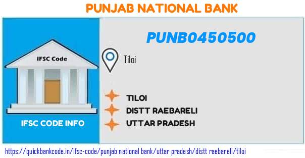 Punjab National Bank Tiloi PUNB0450500 IFSC Code