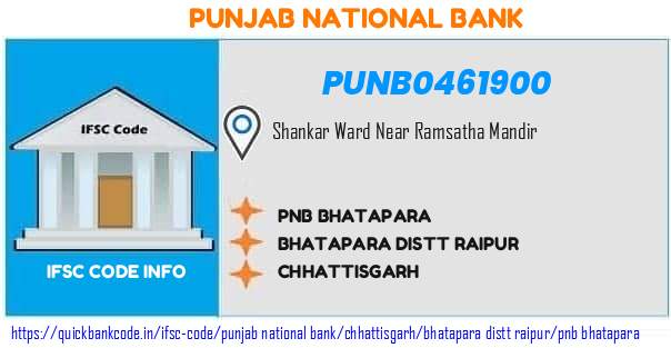 Punjab National Bank Pnb Bhatapara PUNB0461900 IFSC Code