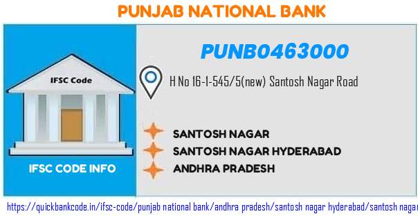 Punjab National Bank Santosh Nagar PUNB0463000 IFSC Code