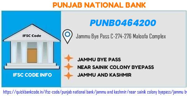 Punjab National Bank Jammu Bye Pass PUNB0464200 IFSC Code