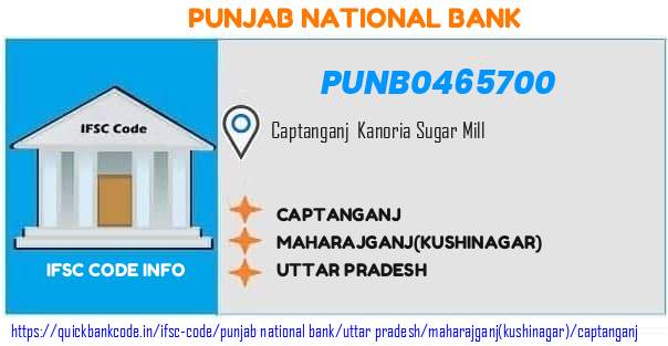 Punjab National Bank Captanganj PUNB0465700 IFSC Code