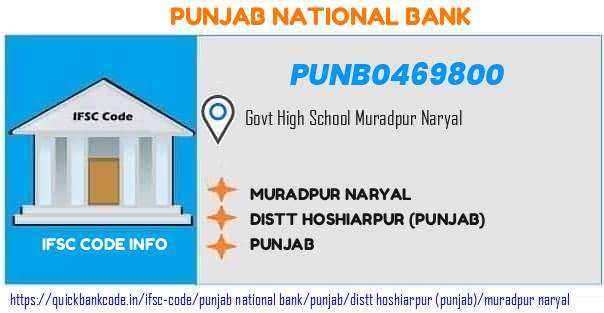 Punjab National Bank Muradpur Naryal PUNB0469800 IFSC Code
