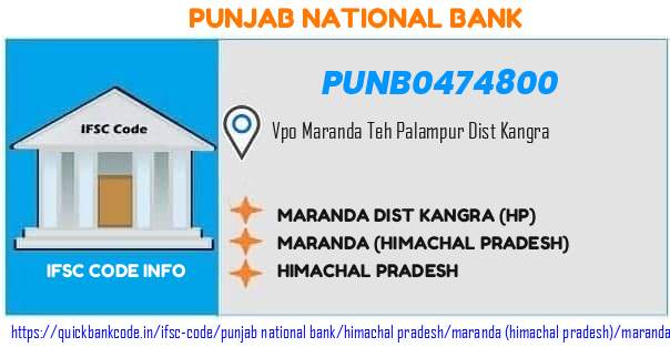 Punjab National Bank Maranda Dist Kangra hp PUNB0474800 IFSC Code