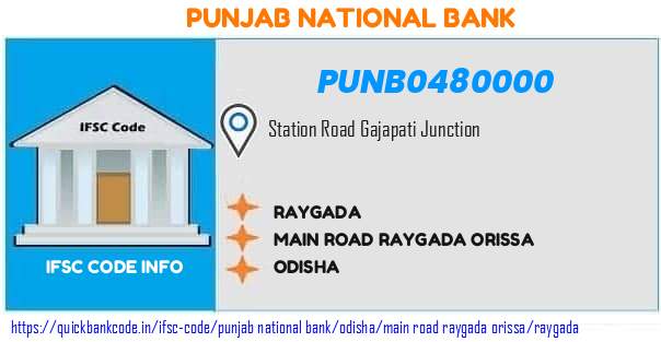 Punjab National Bank Raygada PUNB0480000 IFSC Code