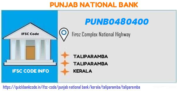 Punjab National Bank Taliparamba PUNB0480400 IFSC Code