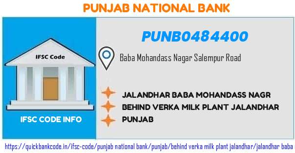 Punjab National Bank Jalandhar Baba Mohandass Nagr PUNB0484400 IFSC Code