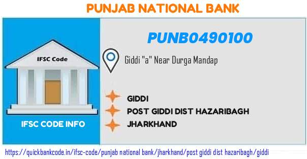 Punjab National Bank Giddi PUNB0490100 IFSC Code