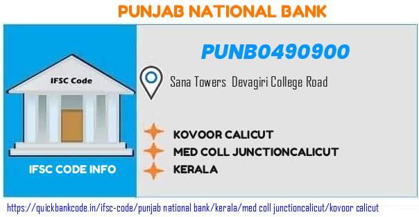 Punjab National Bank Kovoor Calicut PUNB0490900 IFSC Code
