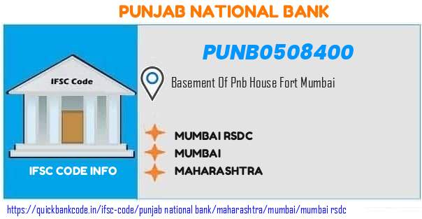 Punjab National Bank Mumbai Rsdc PUNB0508400 IFSC Code
