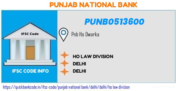 Punjab National Bank Ho Law Division PUNB0513600 IFSC Code